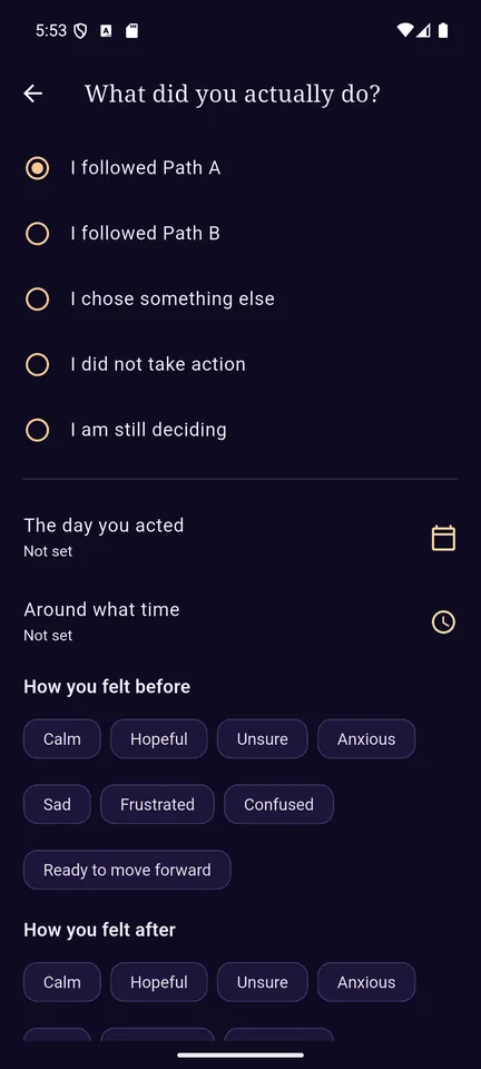 App screen recording the selected path