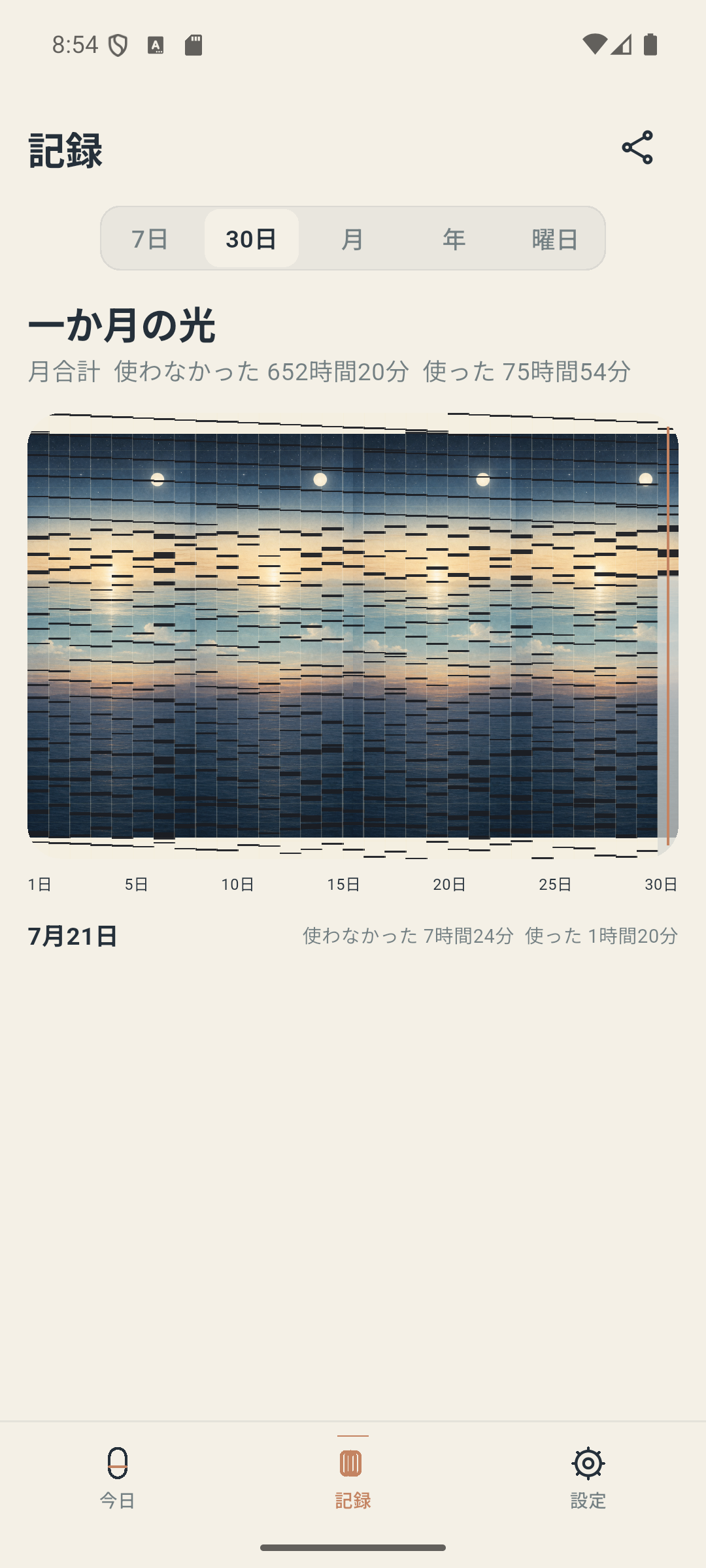 実際の30日画面